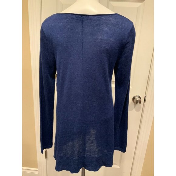 Eileen Fisher Blue Long Wool Blend Sweater W/ Round Neck, Size S/P (US) - Picture 7 of 8